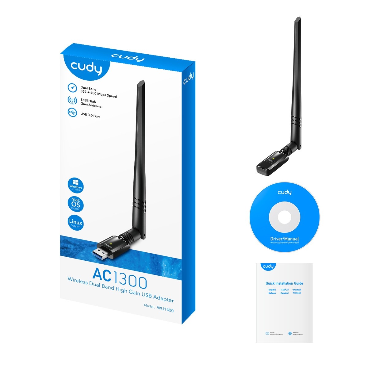 CUDY Cudy WU1400 scheda di rete e adattatore WLAN 867 Mbit/s - COMPONENTI | TecnoCARE.net Sabaudia, Latina, Terracina, San Felice Circeo e Pontinia