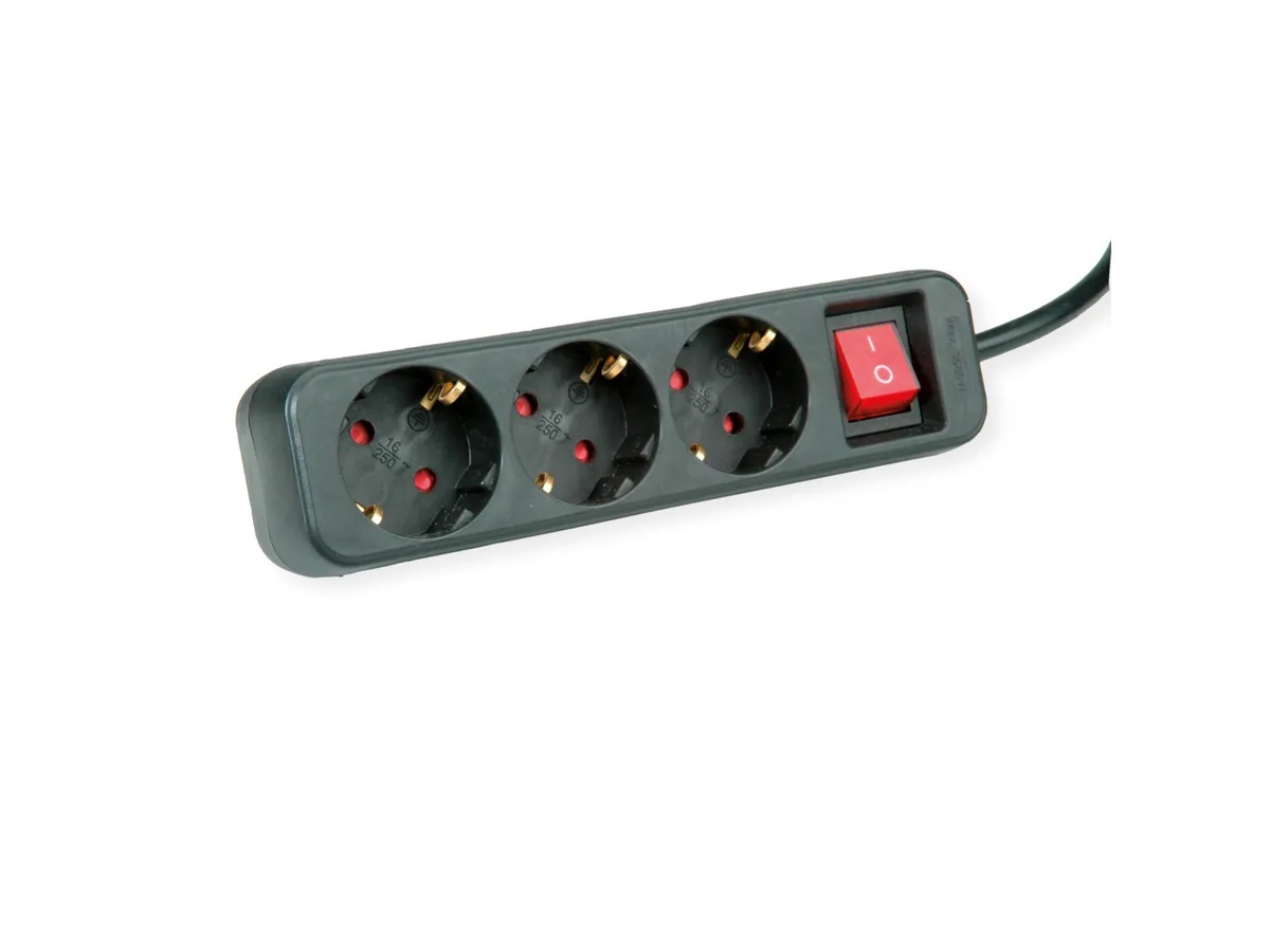 ROLINE ROLINE CIABATTA ELETTRICA, 3X, CON INTERRUTTORE, NERO, 1.5M, SHUKO - MULTIPRESE | TecnoCARE.net Sabaudia, Latina, Terracina, San Felice Circeo e Pontinia