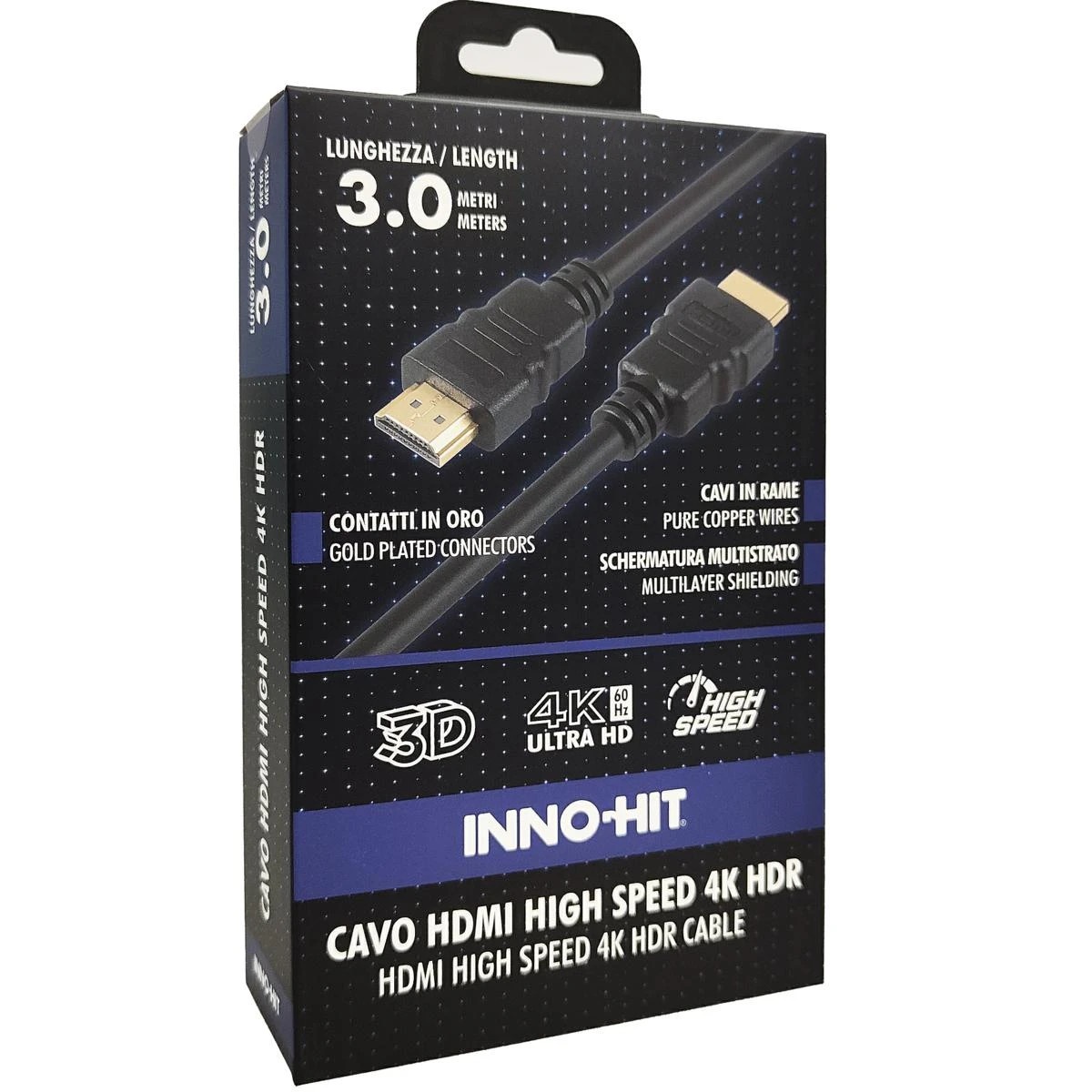 INNOHIT INNOHIT CAVO HDMI 4K HDR HIGH SPEED 60HZ 3 MT - CAVI HDMI/VGA/DVI/DP | TecnoCARE.net Sabaudia, Latina, Terracina, San Felice Circeo e Pontinia