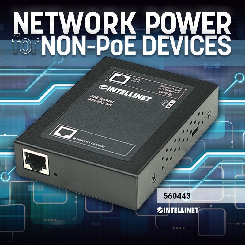 INTELLINET Intellinet 560443 divisore di rete Supporto Power over Ethernet (PoE) Nero - RETI | TecnoCARE.net Sabaudia, Latina, Terracina, San Felice Circeo e Pontinia