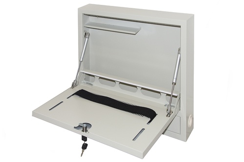 LINK ARMADIO A MURO PER LAPTOP CON CHIUSURA A CHIAVE COLORE GRIGIO CON PISTONI - ARMADI RACK | TecnoCARE.net Sabaudia, Latina, Terracina, San Felice Circeo e Pontinia