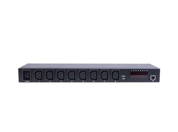 LINK MULTIPRESA19 8 PORTE IEC C13 FEMMINA CONTROLLO TRAMITE IP CON DISPLAY PER VOLT E AMPERE E SENSORI AMBIENTALI TEMPERATURA E UMIDITA - ARMADI RACK ACCESSORI | TecnoCARE.net Sabaudia, Latina, Terracina, San Felice Circeo e Pontinia