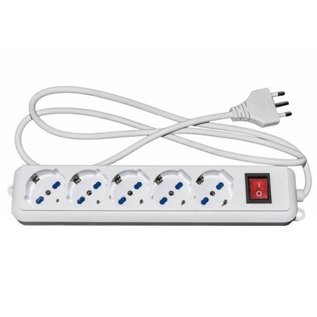LINK LINK MULTIPRESA 5 PRESE UNIVERSALI ITA/SCHUKO 10/16 A - SPINA 16 A CON INTERRUTTORE BIANCO - MULTIPRESE | TecnoCARE.net Sabaudia, Latina, Terracina, San Felice Circeo e Pontinia
