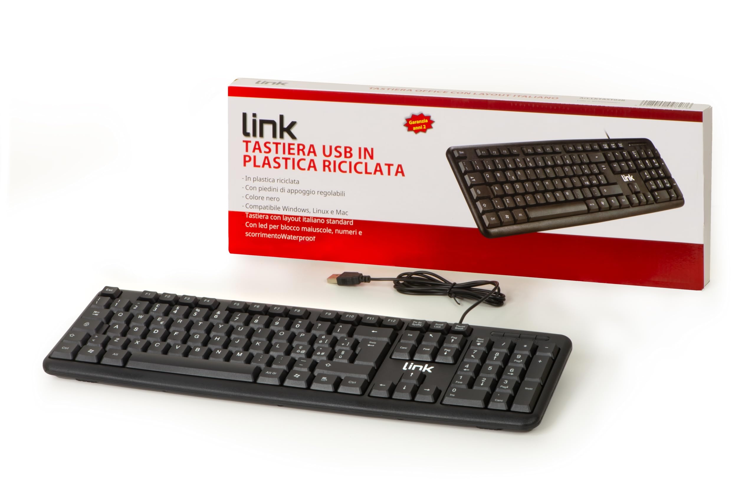 LINK LINK TASTIERA ITALIANA USB 108 TASTI COLORE NERO IN ECOPLASTICA - TASTIERE | TecnoCARE.net Sabaudia, Latina, Terracina, San Felice Circeo e Pontinia