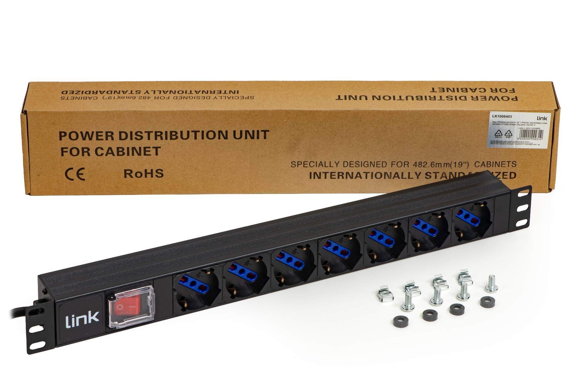 LINK MULTIPRESA DA RACK 19 7 PRESE UNIVERSALI CON INTERRUTTORE SPINA ITALIANA 16A CAVO MT 3 - ARMADI RACK ACCESSORI | TecnoCARE.net Sabaudia, Latina, Terracina, San Felice Circeo e Pontinia