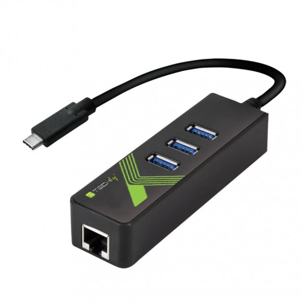 TECHLY Techly IDATA USB-ETGIGA-3C2 Scheda di rete/adapter USB-C a RJ45 Gigabit, hub 3x USB 3.0 - PC | TecnoCARE.net Sabaudia, Latina, Terracina, San Felice Circeo e Pontinia