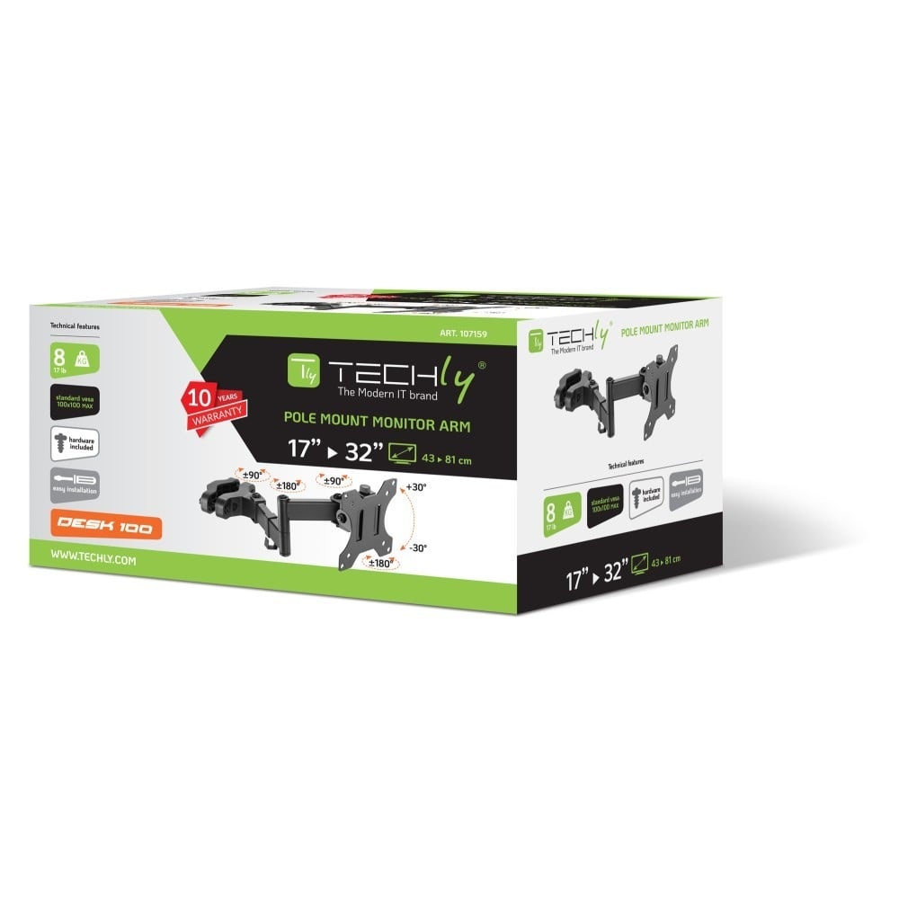 TECHLY Techly ICA-LCD 110BK Supporto per Montaggio a Pala TV 17-32" per Installazione di Monitor Rotante su Tubo - ACCESSORI ED ELEMENTI PER APPARECCHIATURA AUDIO | TecnoCARE.net Sabaudia, Latina, Terracina, San Felice Circeo e Pontinia