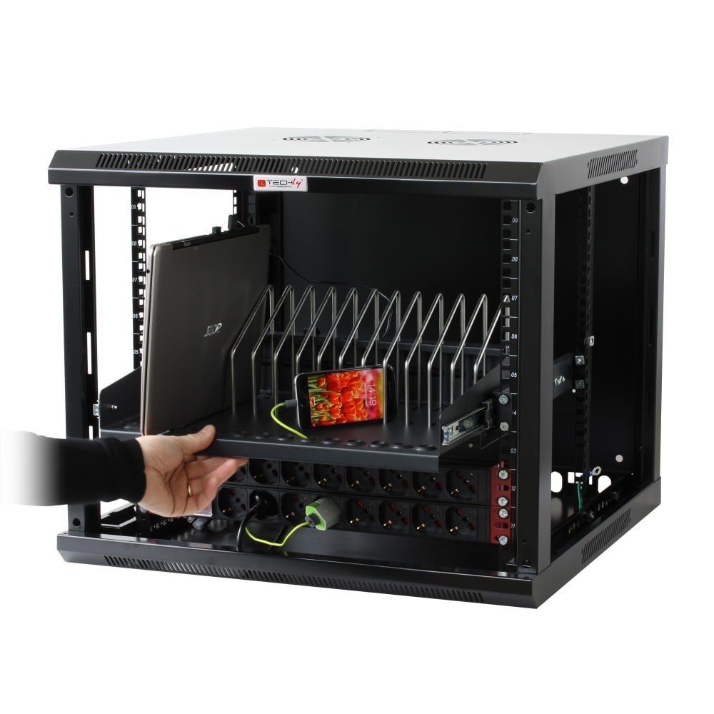 TECHLY Techly I-CABINET-TRAY14BK Mensola Rack Estensibile per Dispositivi Mobili 14 Slot - COMPONENTI | TecnoCARE.net Sabaudia, Latina, Terracina, San Felice Circeo e Pontinia