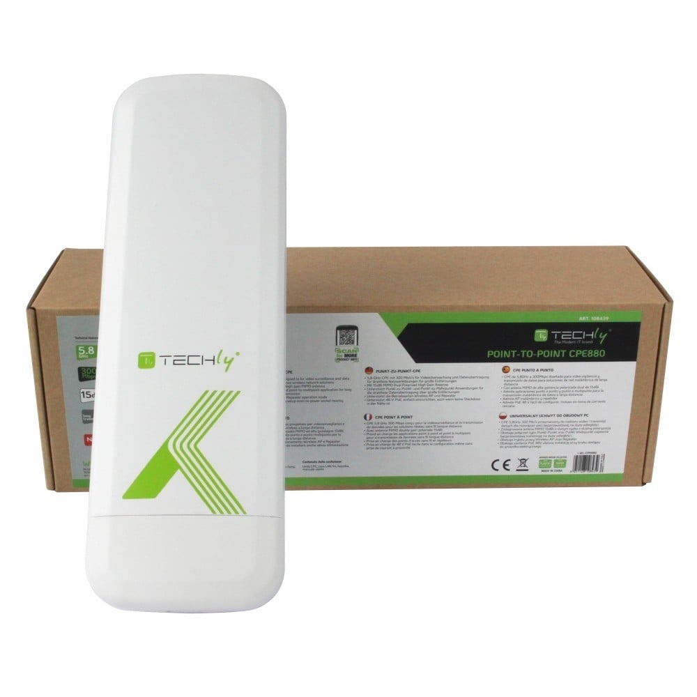 TECHLY Techly I-WL-CPE880 Dispositivo esterno CPE/Access Point/Repeater 5,8GHz 15dBi 300Mb/s - RETI | TecnoCARE.net Sabaudia, Latina, Terracina, San Felice Circeo e Pontinia