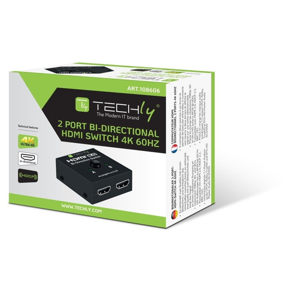 TECHLY Techly IDATA HDMI-22BI2 Interruttore HDMI 2.0 2x1/1x2 4K60Hz Bi-Direzionale - ELABORAZIONI E DISTRIBUZIONI DEL SEGNALE | TecnoCARE.net Sabaudia, Latina, Terracina, San Felice Circeo e Pontinia