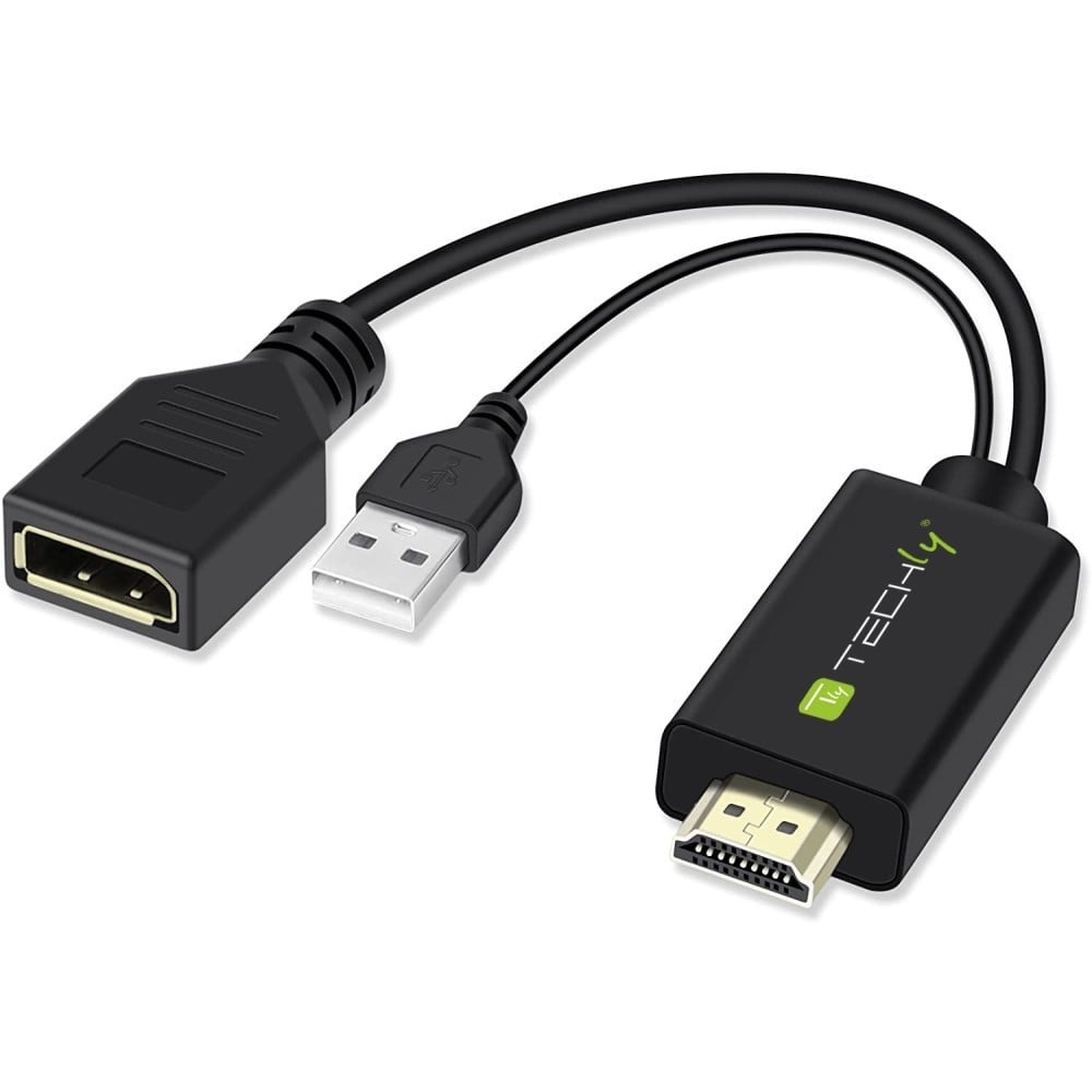 TECHLY Techly ICOC HDMI-DP12A Adattatore HDMI a DisplayPort alimentato USB 4K*30Hz M/F - ELABORAZIONI E DISTRIBUZIONI DEL SEGNALE | TecnoCARE.net Sabaudia, Latina, Terracina, San Felice Circeo e Pontinia