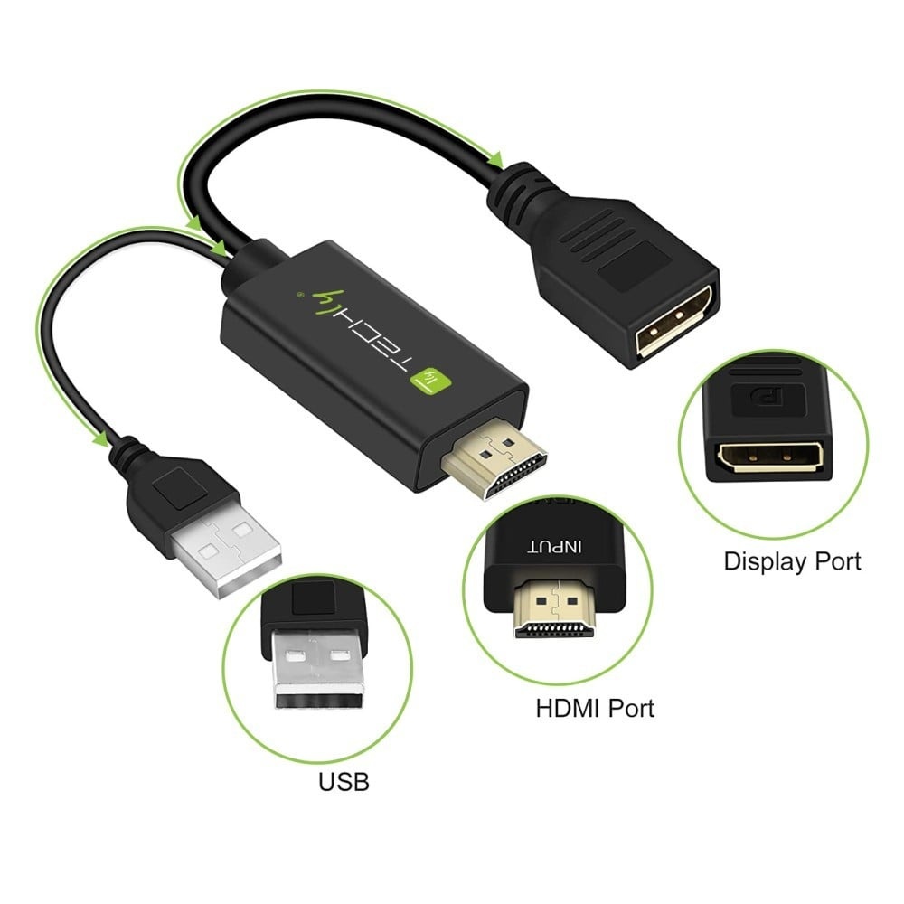TECHLY Techly ICOC HDMI-DP12A Adattatore HDMI a DisplayPort alimentato USB 4K*30Hz M/F - ELABORAZIONI E DISTRIBUZIONI DEL SEGNALE | TecnoCARE.net Sabaudia, Latina, Terracina, San Felice Circeo e Pontinia