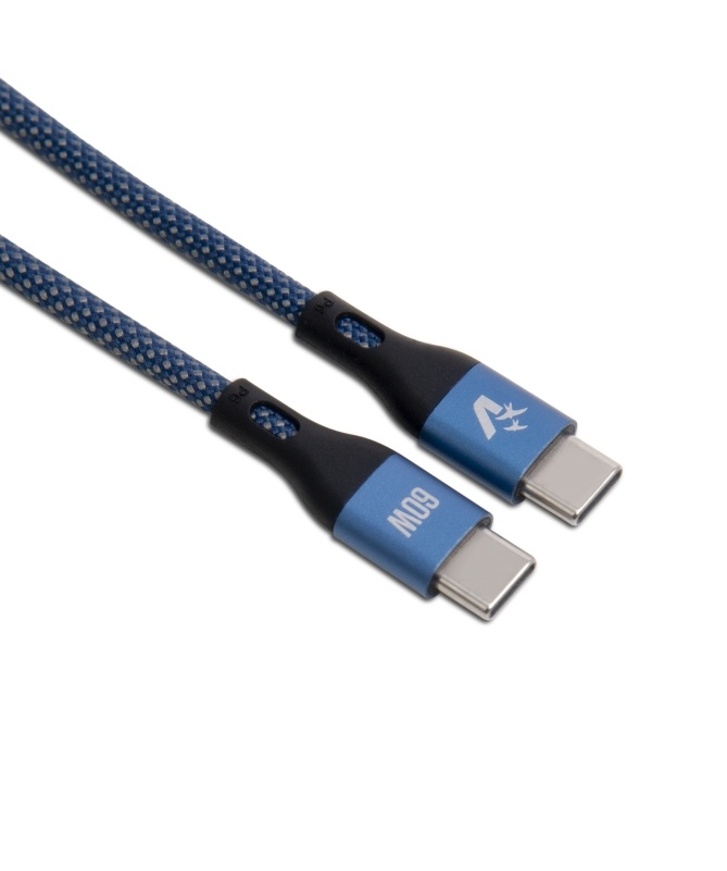 VULTECH VULTECH CAVO SMARTPHONE TYPE-C A TYPE-C 1,2m, 3.0A 60W, NYLON, BLU - CAVI USB | TecnoCARE.net Sabaudia, Latina, Terracina, San Felice Circeo e Pontinia