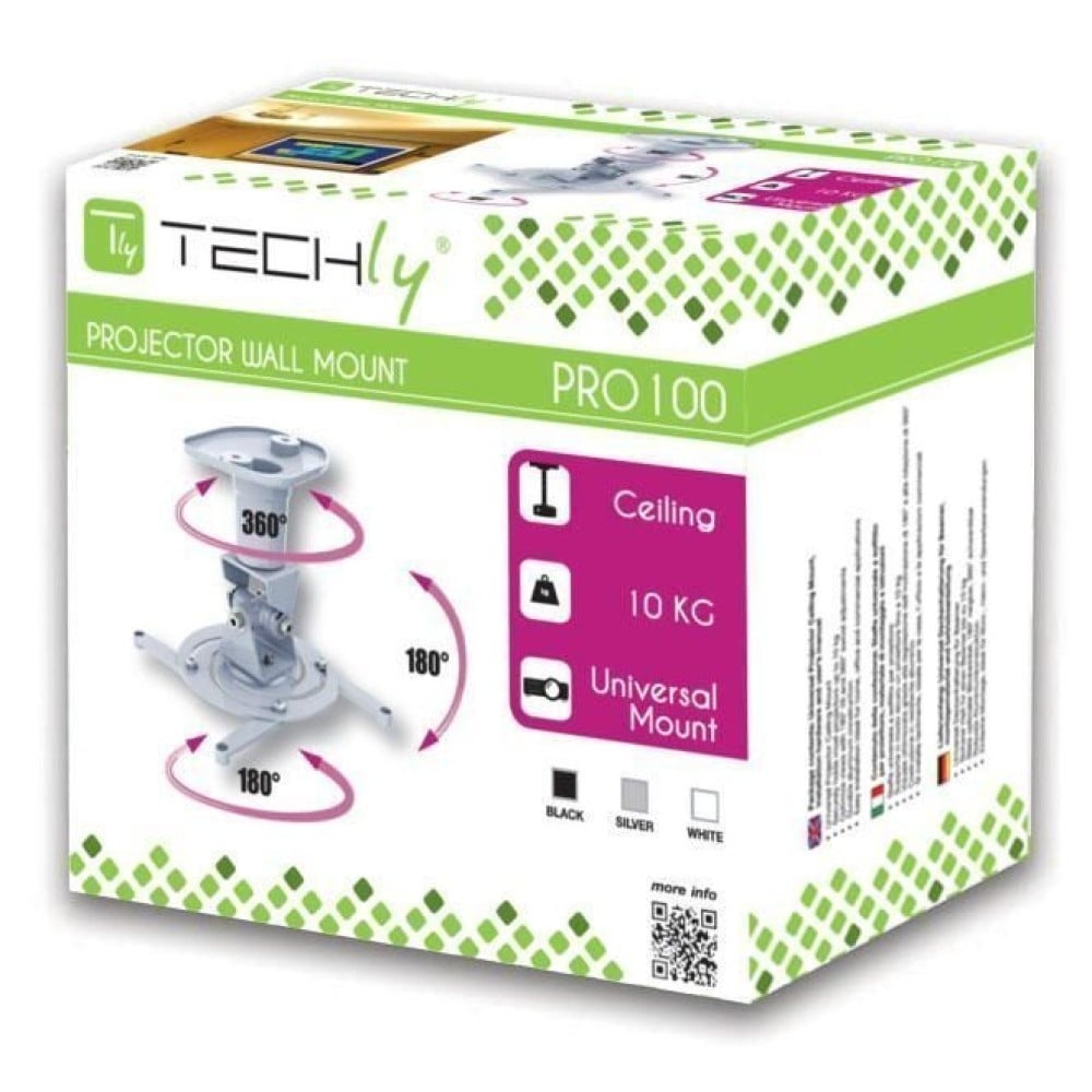 TECHLY Techly ICA-PM 100BK Supporto per proiettore da soffitto rotante nero 22cm - ACCESSORI ED ELEMENTI PER APPARECCHIATURA AUDIO | TecnoCARE.net Sabaudia, Latina, Terracina, San Felice Circeo e Pontinia