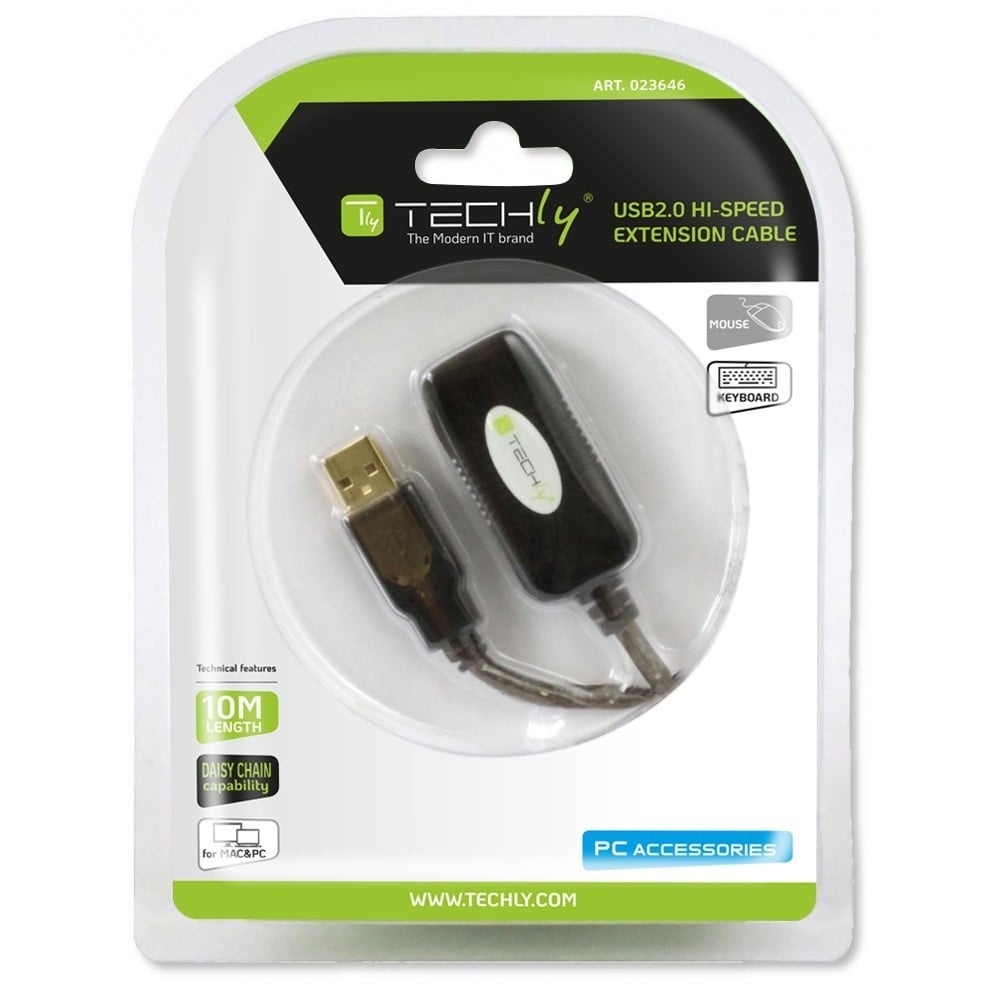TECHLY Techly IUSB-REP10TY Cavo di Estensione Attivo USB 2.0 USB-A Maschio a USB-A Femmina 10m - CAVI PER COMPUTER E PERIFERICHE | TecnoCARE.net Sabaudia, Latina, Terracina, San Felice Circeo e Pontinia