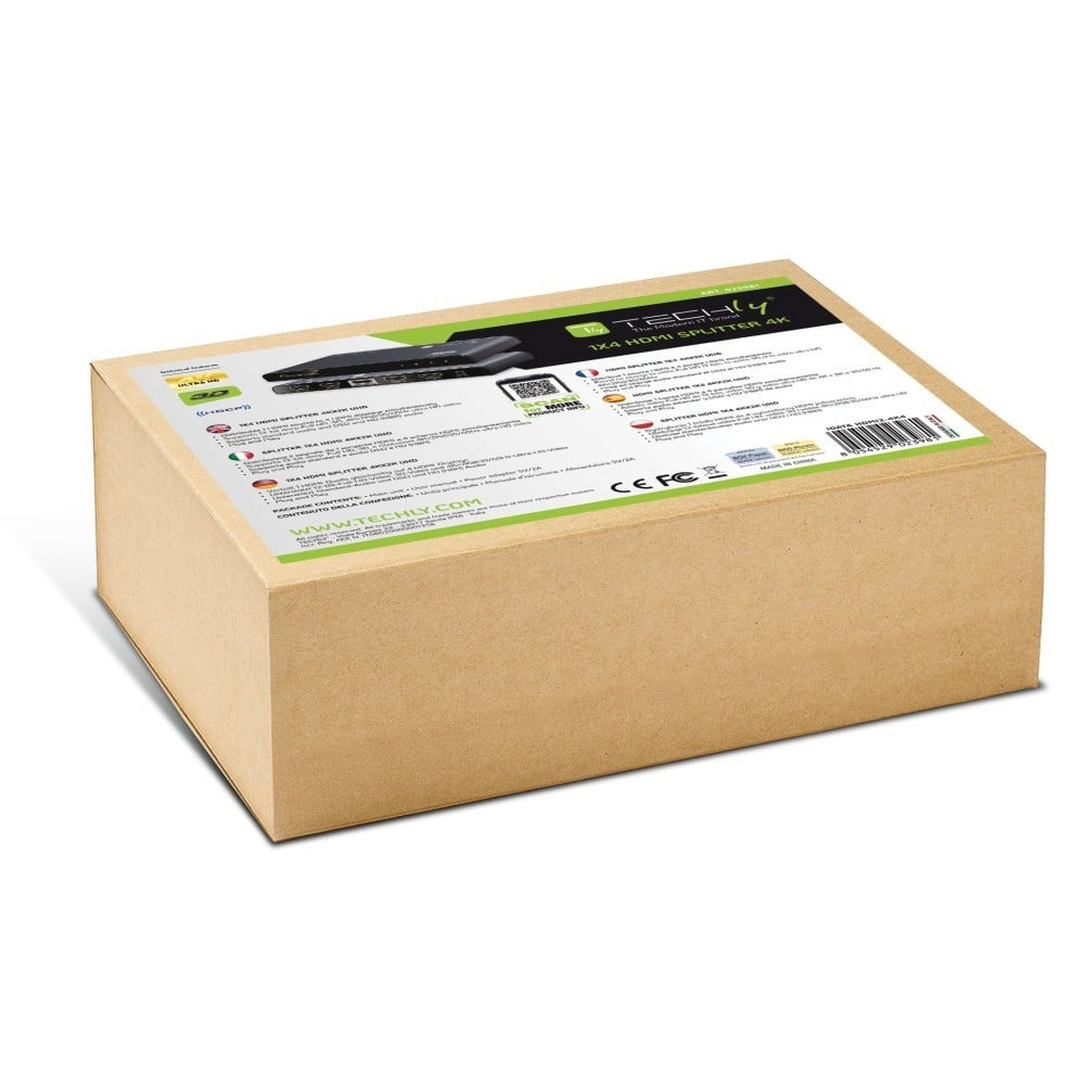 TECHLY Techly IDATA HDMI2-4K4 Splitter HDMI 2.0 4K@60Hz 1x4 attivo - ELABORAZIONI E DISTRIBUZIONI DEL SEGNALE | TecnoCARE.net Sabaudia, Latina, Terracina, San Felice Circeo e Pontinia