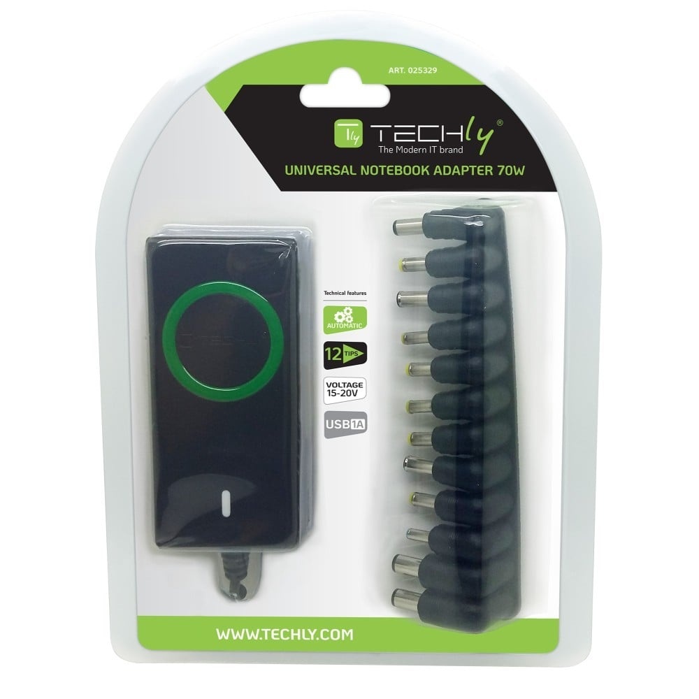 TECHLY Techly IPW-NTS70WTY Alimentatore per laptop 70W/4.7A 15-19.5V 12 connettori DC - BATTERIE E ALIMENTATORI | TecnoCARE.net Sabaudia, Latina, Terracina, San Felice Circeo e Pontinia