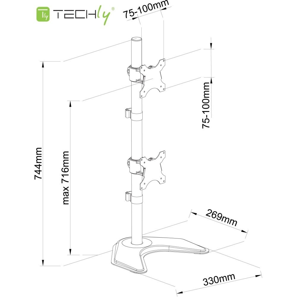 TECHLY Techly ICA-LCD 2520V Supporto da scrivania verticale per 2 monitor 13-27" LCD 10kg - MONITOR E ACCESSORI | TecnoCARE.net Sabaudia, Latina, Terracina, San Felice Circeo e Pontinia