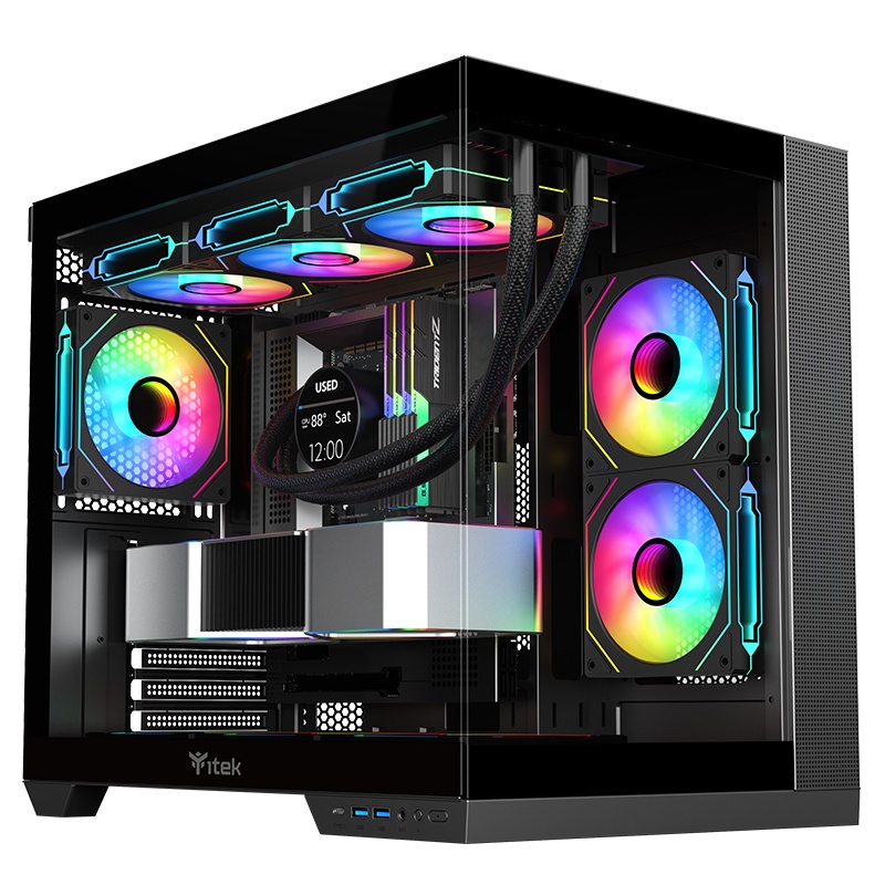 ITEK ITEK CASE DARK CAVE DS, GAMING TOWER, ATX, 3X12CM ARGB FAN, 2XUSB3, TYPE-C, SIDE  FRONT PANEL TEMP - CASE | TecnoCARE.net Sabaudia, Latina, Terracina, San Felice Circeo e Pontinia