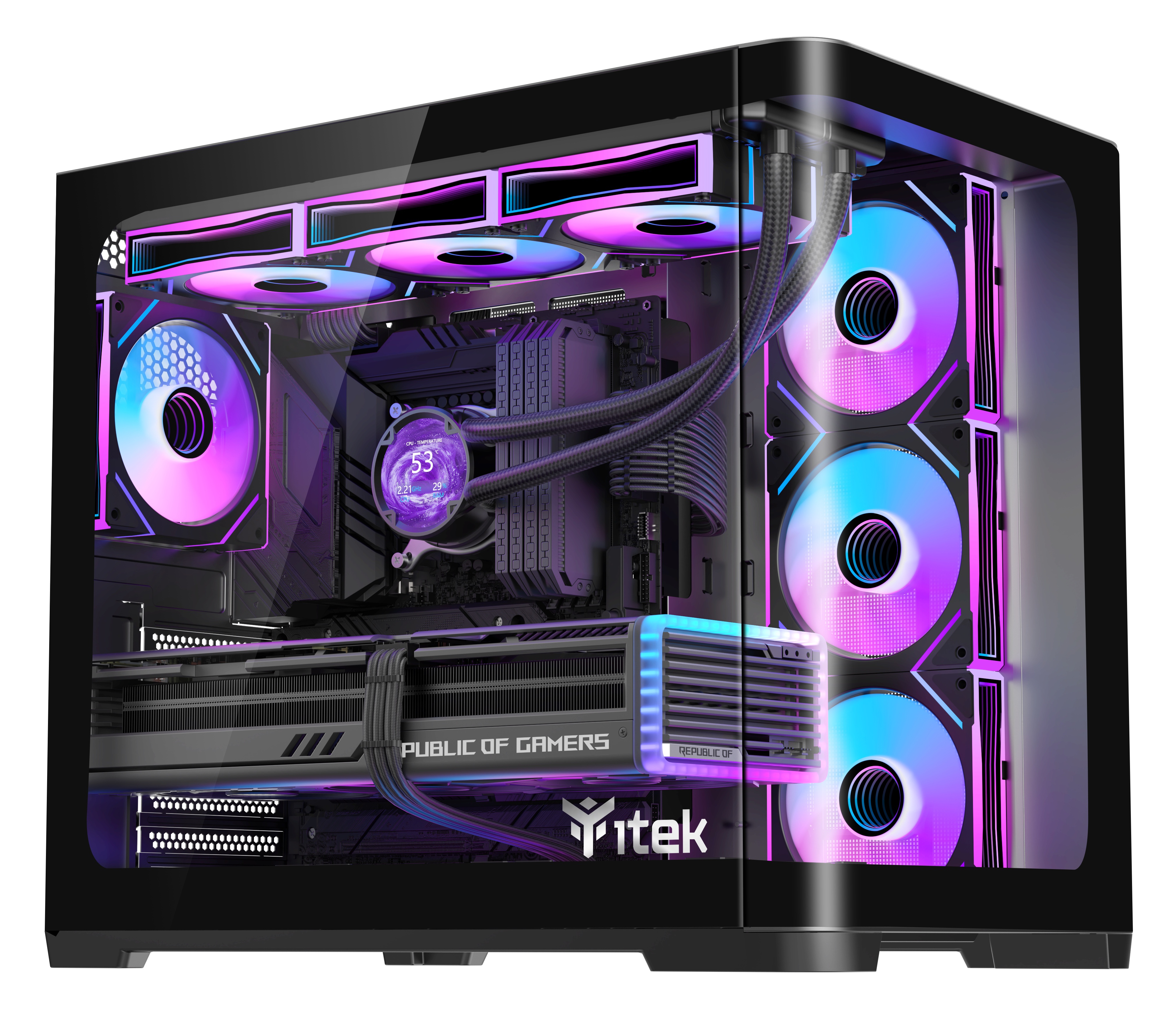 ITEK ITEK CASE DARK CAVE CURVED, GAMING TOWER, ATX, 4X12CM  ARGB FAN, 2XUSB3, TYPE-C, CURVED TEMP GLASS S - CASE | TecnoCARE.net Sabaudia, Latina, Terracina, San Felice Circeo e Pontinia