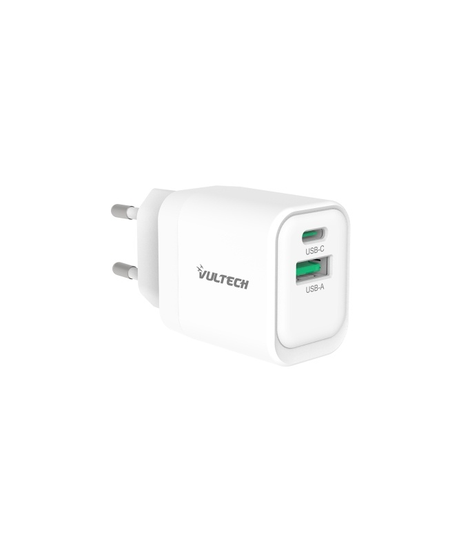 VULTECH VULTECH CARICATORE ADATTATORE UNIVERSALE, 1 X TYPE-C PD30 E 1 X USB QC3.0, GAN PPS 33W, BIANCO COMPA - CARICABATTERIE | TecnoCARE.net Sabaudia, Latina, Terracina, San Felice Circeo e Pontinia