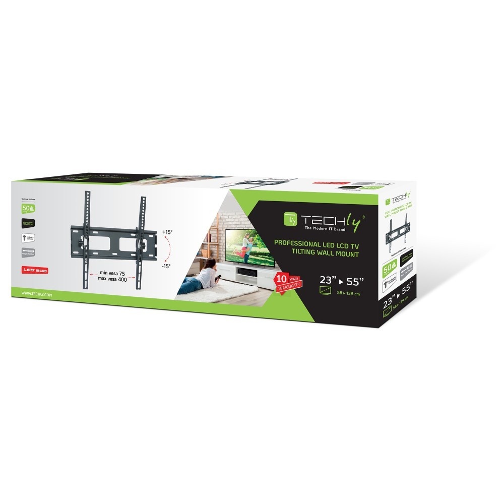 TECHLY Techly ICA-PLB 131M Supporto a parete per TV 23-55” LED/LCD 50kg inclinabile slim 50mm - ACCESSORI ED ELEMENTI PER APPARECCHIATURA AUDIO | TecnoCARE.net Sabaudia, Latina, Terracina, San Felice Circeo e Pontinia