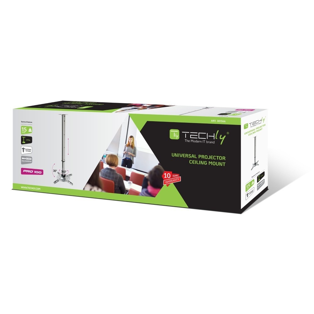 TECHLY Techly ICA-PM 102S Supporto per proiettore da soffitto 30-37cm rotante argento - ACCESSORI ED ELEMENTI PER APPARECCHIATURA AUDIO | TecnoCARE.net Sabaudia, Latina, Terracina, San Felice Circeo e Pontinia