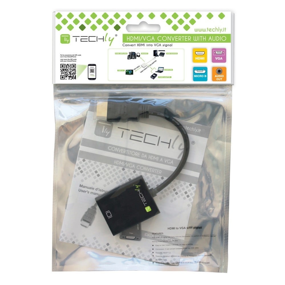 TECHLY Techly IDATA HDMI-VGA2AU Adattatore HDMI a VGA D-sub 15 pin 1,8m - CAVI PER COMPUTER E PERIFERICHE | TecnoCARE.net Sabaudia, Latina, Terracina, San Felice Circeo e Pontinia