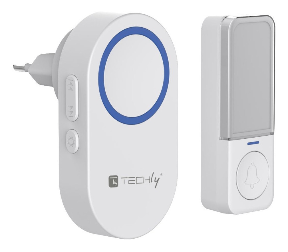 TECHLY Techly I-BELL-RING05 Set di campanello cinetico trasmettitore e ricevitore, IP56, 180m - ACCESSO E CONTROLLO | TecnoCARE.net Sabaudia, Latina, Terracina, San Felice Circeo e Pontinia
