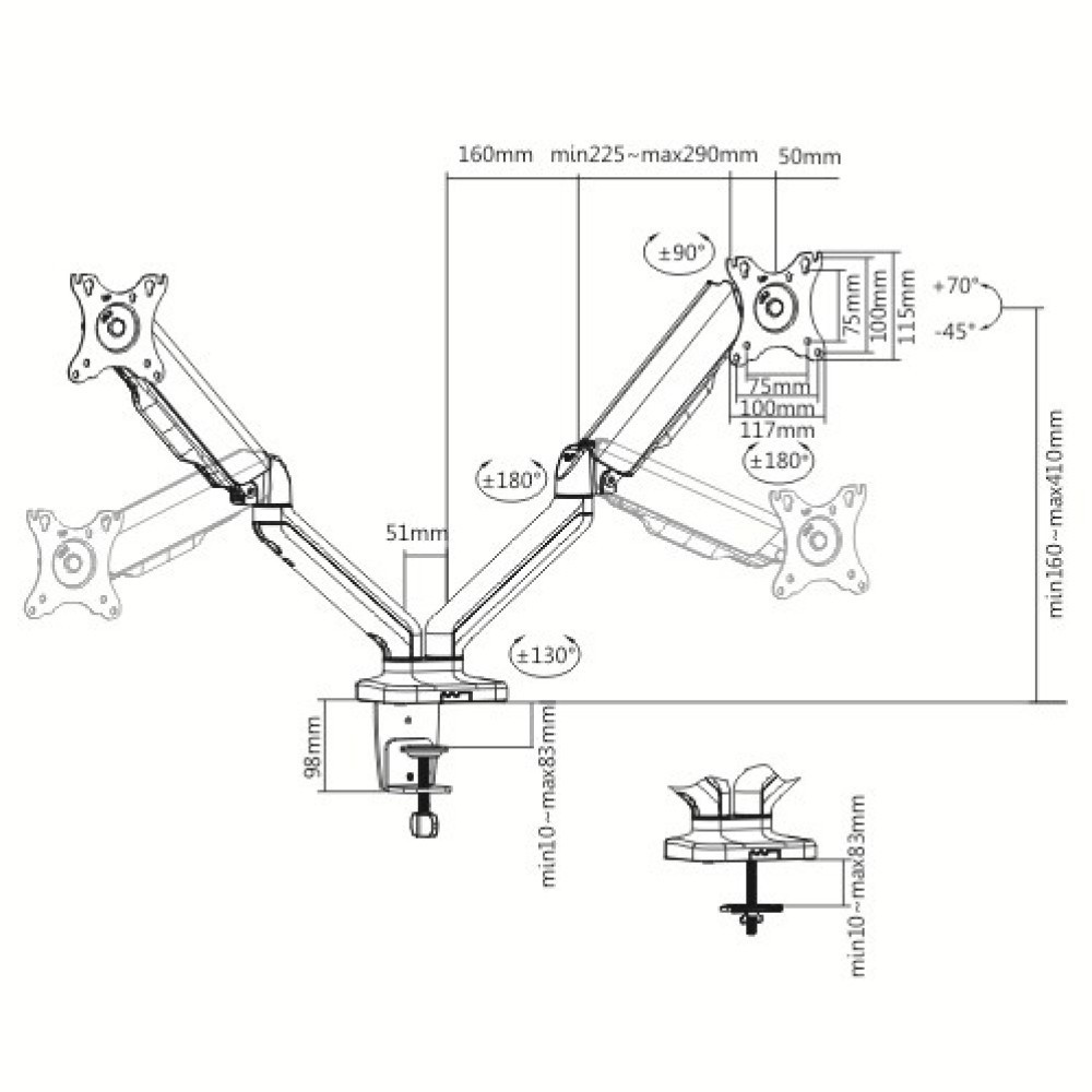 TECHLY Techly ICA-LCD 462B Supporto per Doppio Monitor 17-32" LCD 9kg Rotazione a Gas - MONITOR E ACCESSORI | TecnoCARE.net Sabaudia, Latina, Terracina, San Felice Circeo e Pontinia