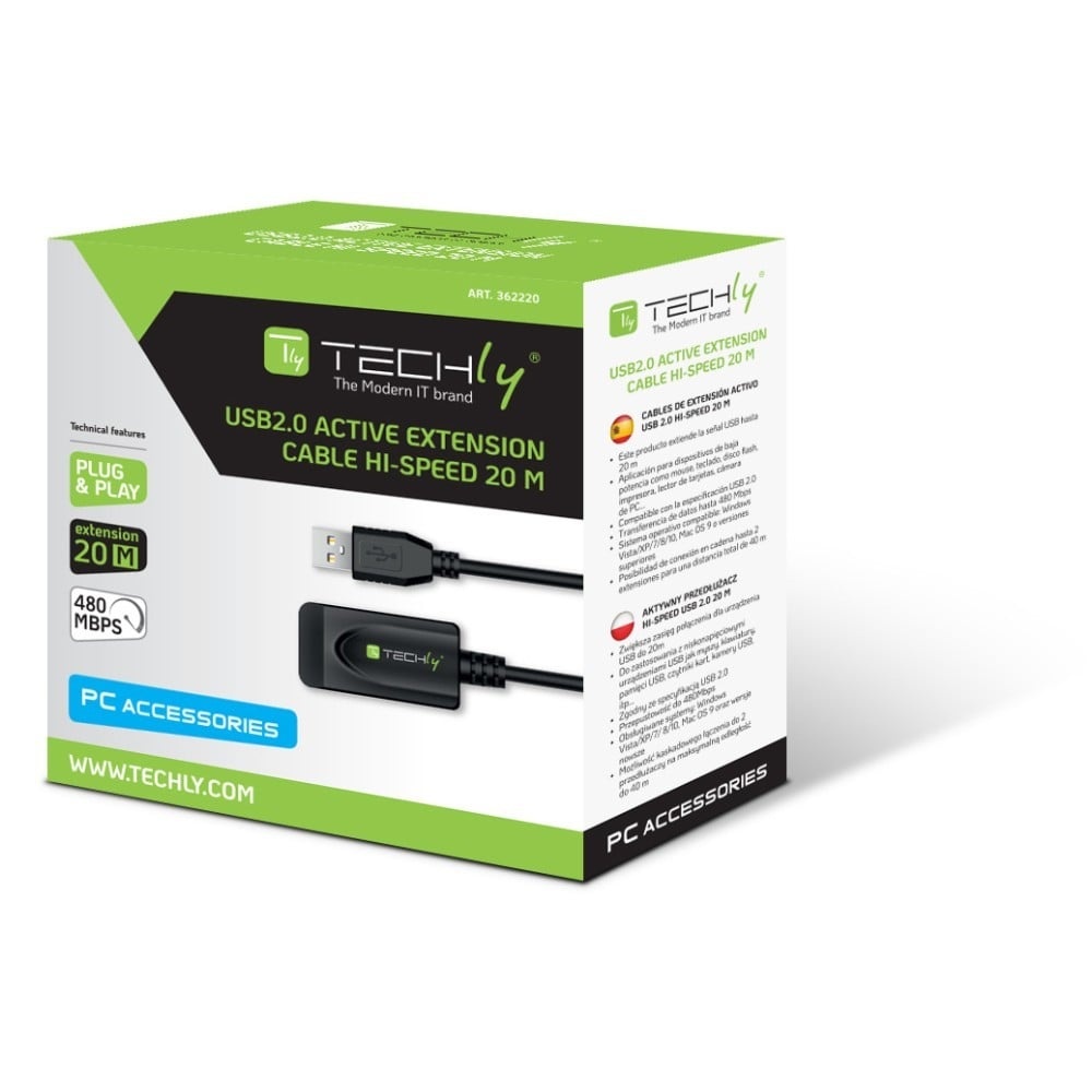 TECHLY Techly IUSB-REP220TY3 Cavo di Estensione Attivo USB 2.0 USB-A Maschio a USB-A Femmina 20m - CAVI PER COMPUTER E PERIFERICHE | TecnoCARE.net Sabaudia, Latina, Terracina, San Felice Circeo e Pontinia