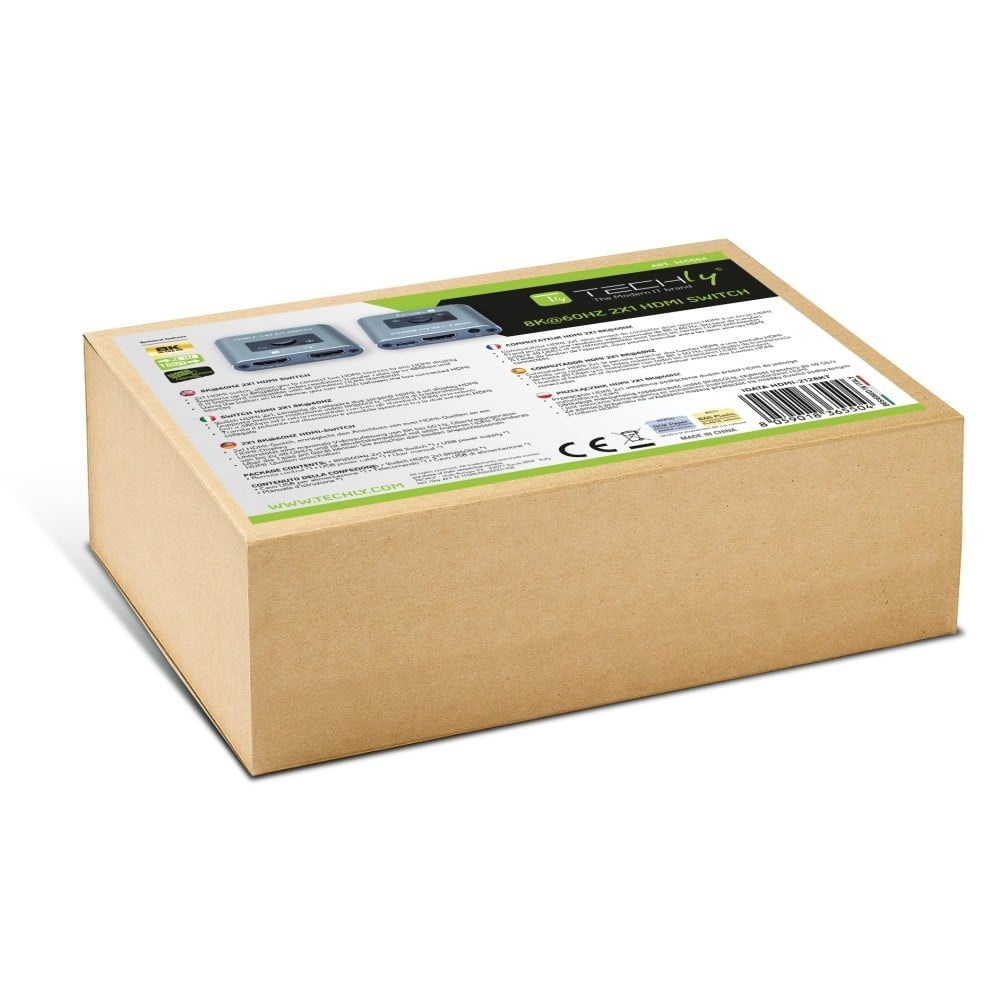 TECHLY Techly IDATA HDMI-2128KT Interruttore HDMI 2.1 2x1 8K60Hz con telecomando - ELABORAZIONI E DISTRIBUZIONI DEL SEGNALE | TecnoCARE.net Sabaudia, Latina, Terracina, San Felice Circeo e Pontinia