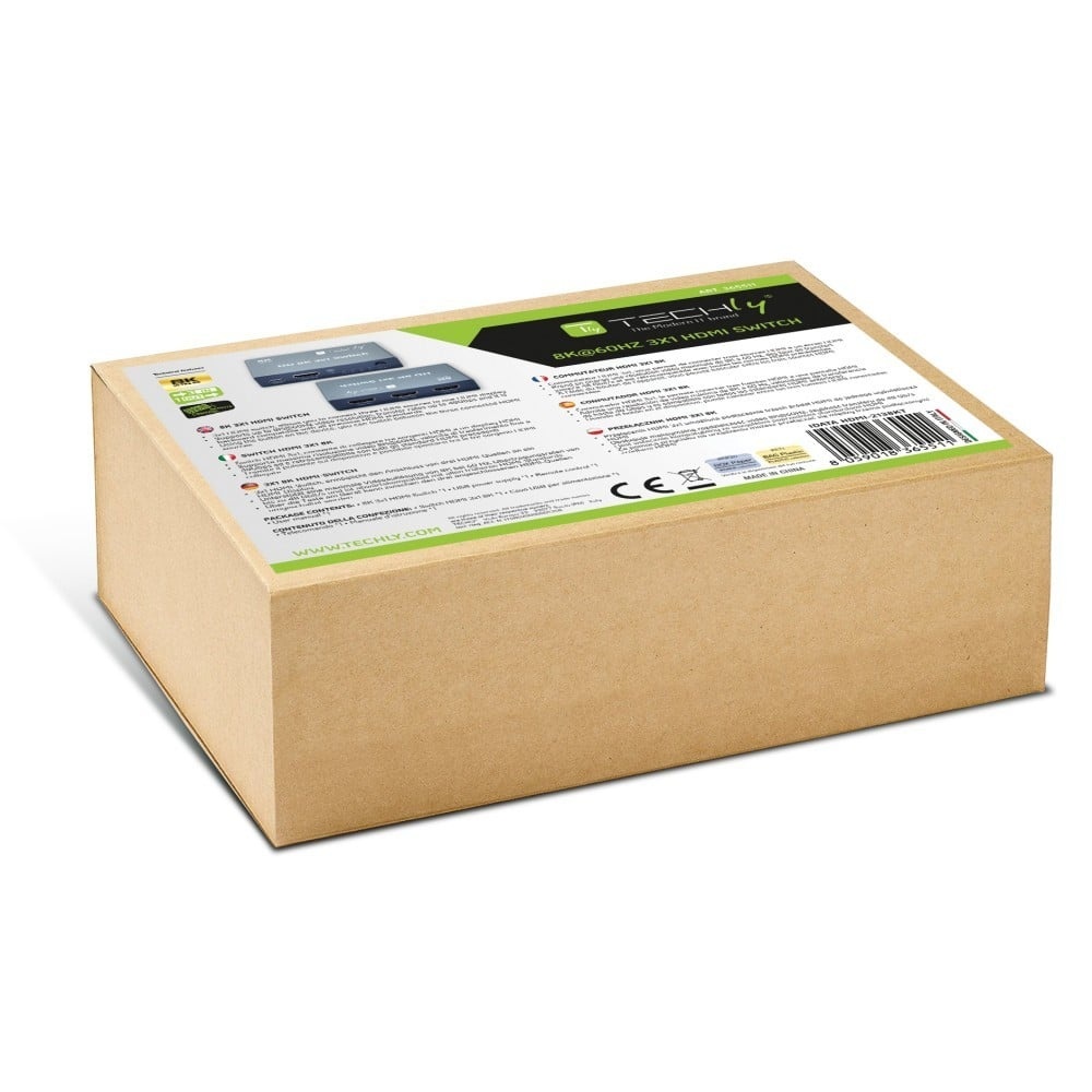 TECHLY Techly IDATA HDMI-2138KT Switch HDMI 2.1 3x1 8K60Hz con Telecomando - ELABORAZIONI E DISTRIBUZIONI DEL SEGNALE | TecnoCARE.net Sabaudia, Latina, Terracina, San Felice Circeo e Pontinia