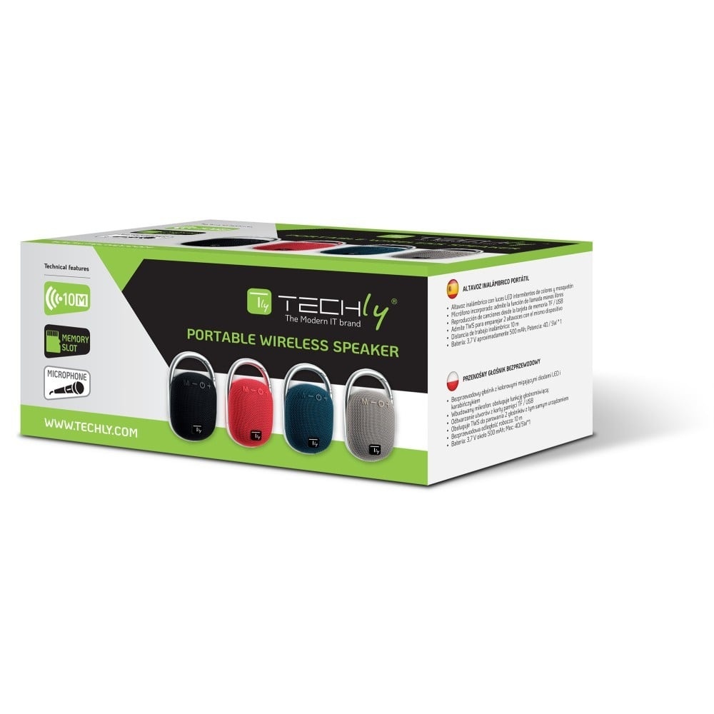 TECHLY Techly ICASBL321BL Altoparlante Bluetooth 5.3, 5W TWS, LED USB MicroSD MP3 Blu - AUDIO E CUFFIE PORTATILI | TecnoCARE.net Sabaudia, Latina, Terracina, San Felice Circeo e Pontinia