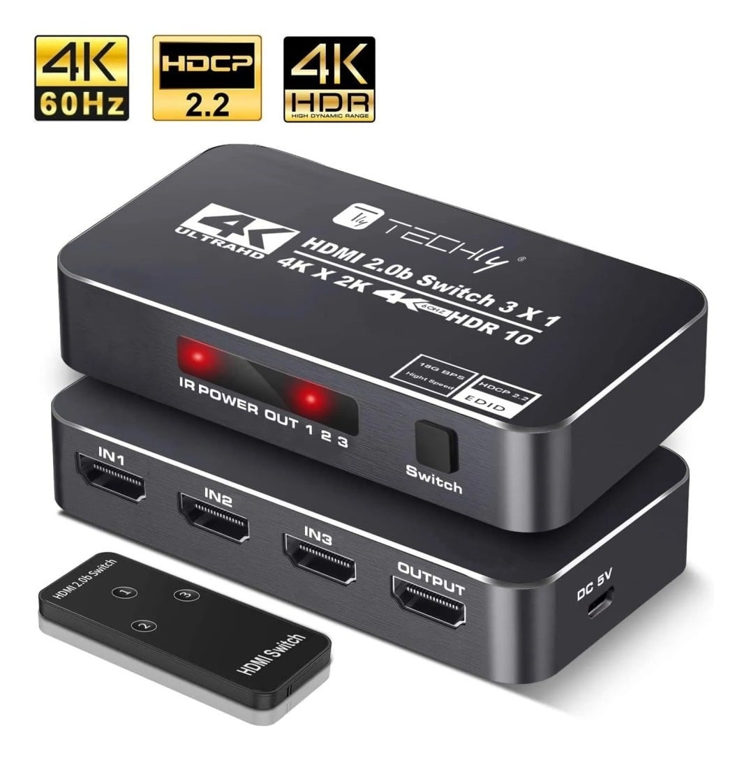 TECHLY Techly IDATA HDMI2-4K3160B Switch HDMI 2.0b 3x1 4K60Hz con telecomando - ELABORAZIONI E DISTRIBUZIONI DEL SEGNALE | TecnoCARE.net Sabaudia, Latina, Terracina, San Felice Circeo e Pontinia