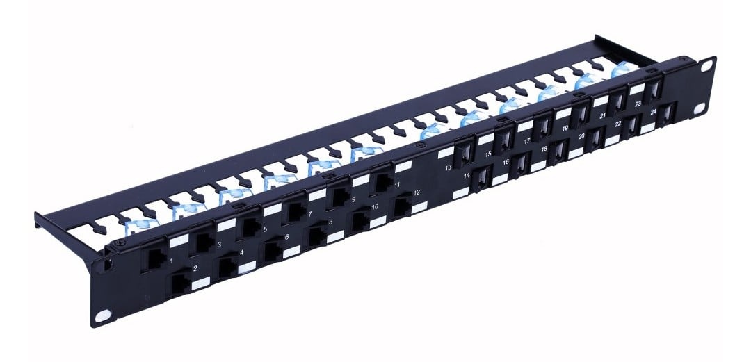 TECHLY Techly I-PP 24-RU-C6ATSL Pannello patch 24x Keystone RJ45 Cat6a UTP, 1U, porte angolate - RETI | TecnoCARE.net Sabaudia, Latina, Terracina, San Felice Circeo e Pontinia
