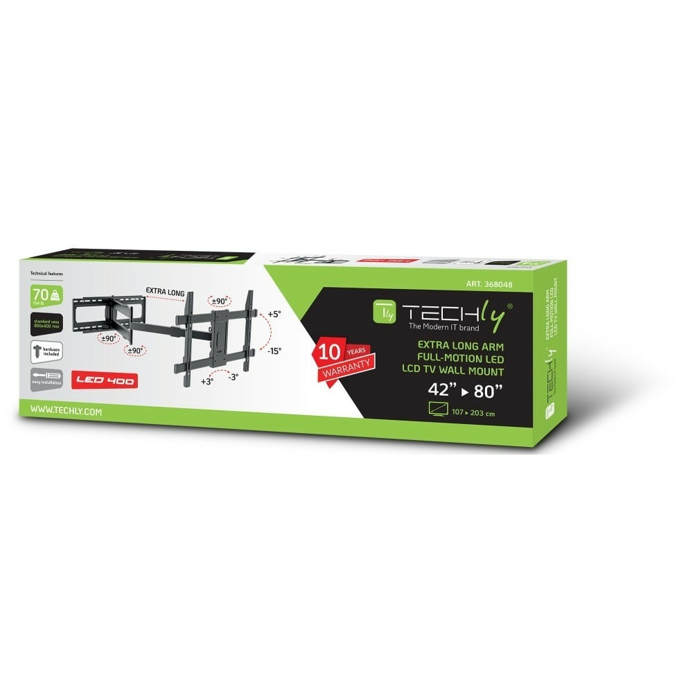 TECHLY Techly ICA-PLB 721 Supporto a parete per TV 42-80" LED/LCD 70kg girevole lungo - ACCESSORI ED ELEMENTI PER APPARECCHIATURA AUDIO | TecnoCARE.net Sabaudia, Latina, Terracina, San Felice Circeo e Pontinia