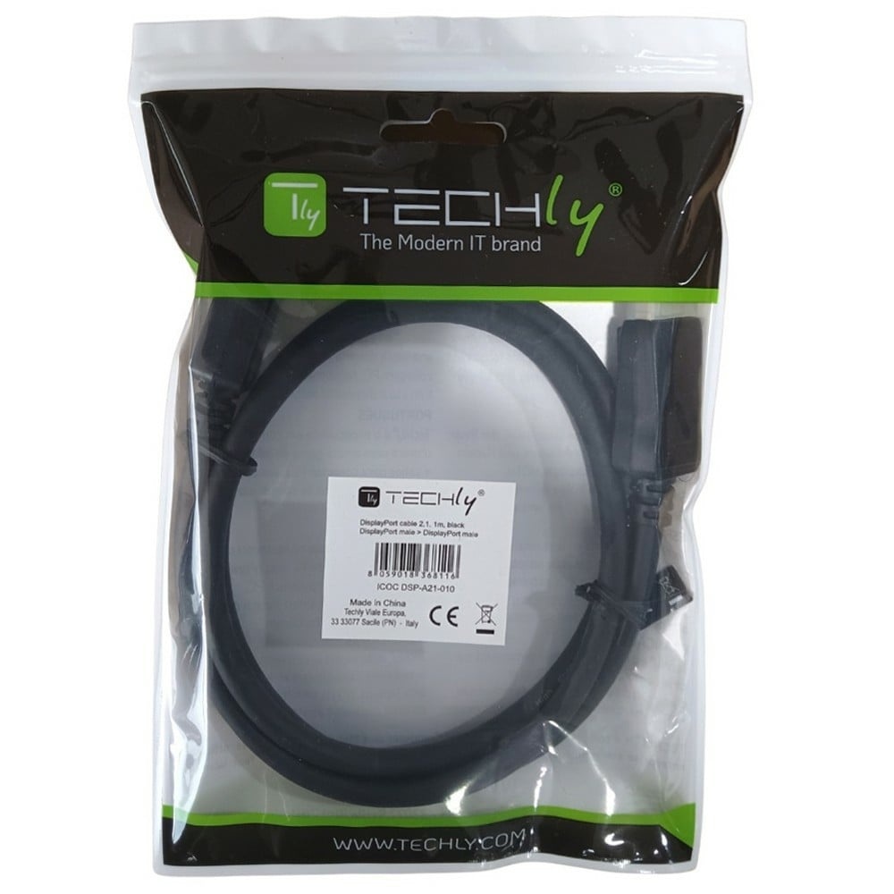 TECHLY Techly ICOC DSP-A21-050 Cavo DisplayPort 2.1 4K*120Hz 5m 54G nero - CAVI PER COMPUTER E PERIFERICHE | TecnoCARE.net Sabaudia, Latina, Terracina, San Felice Circeo e Pontinia