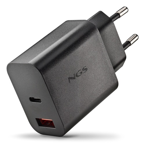 NGS NGS ERA 30W BLACK: CARICATORE GaN DA PARETE UNIVERSALE DA 30W con 2 porte: USB-C + USB-A - CARICABATTERIE | TecnoCARE.net Sabaudia, Latina, Terracina, San Felice Circeo e Pontinia