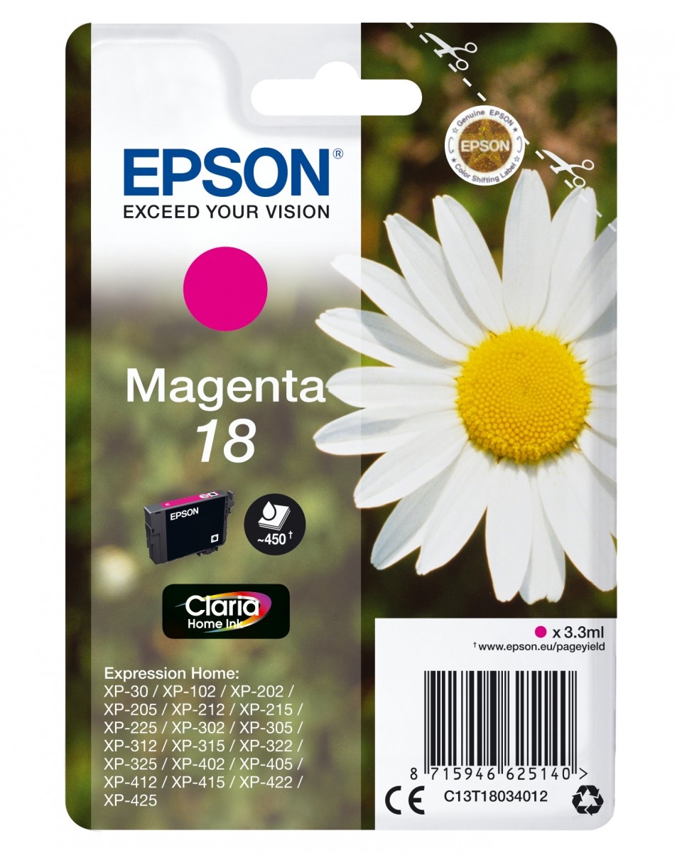 EPSON Epson C13T18034012 Cartuccia d'inchiostro Magenta Claria Home a resa standard di 180 pagine - STAMPANTI E SCANNER | TecnoCARE.net Sabaudia, Latina, Terracina, San Felice Circeo e Pontinia