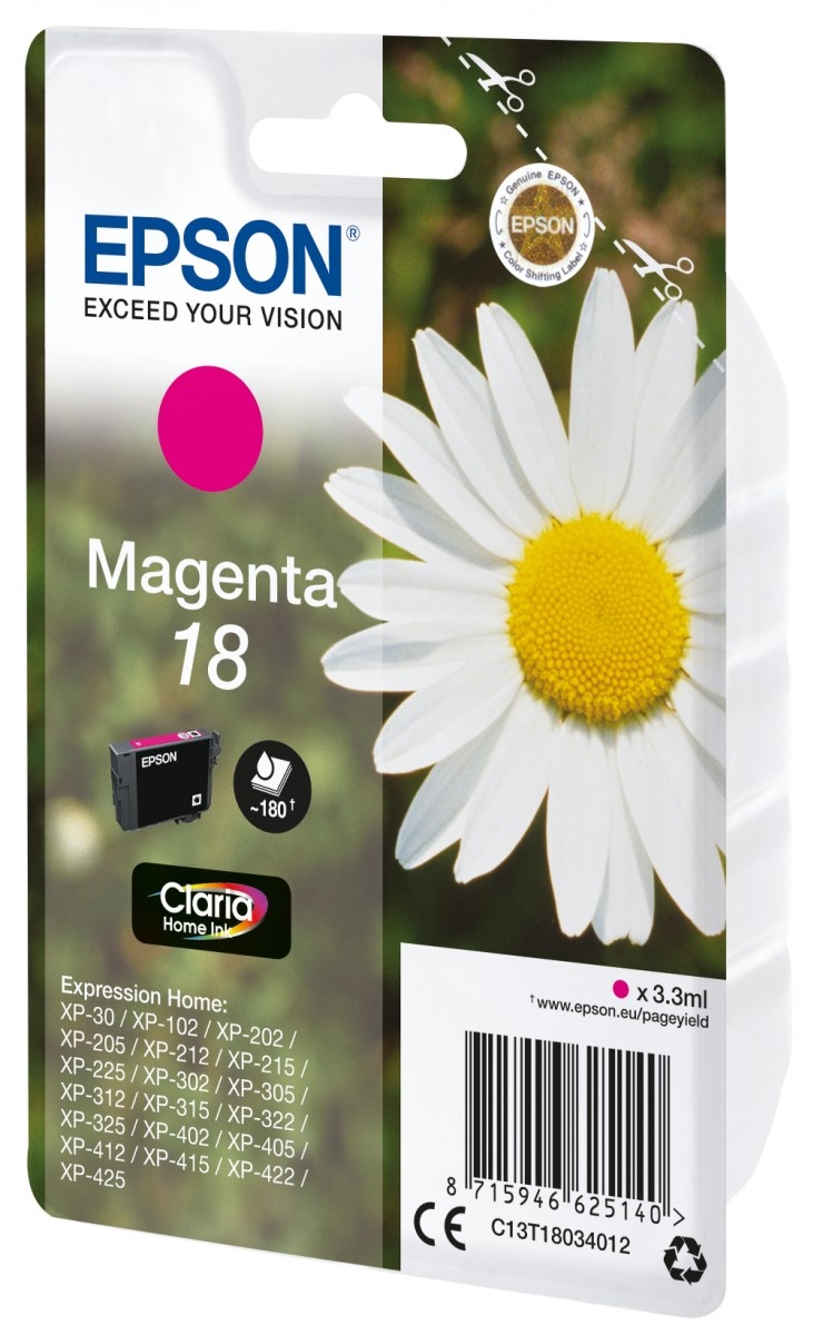 EPSON Epson C13T18034012 Cartuccia d'inchiostro Magenta Claria Home a resa standard di 180 pagine - STAMPANTI E SCANNER | TecnoCARE.net Sabaudia, Latina, Terracina, San Felice Circeo e Pontinia