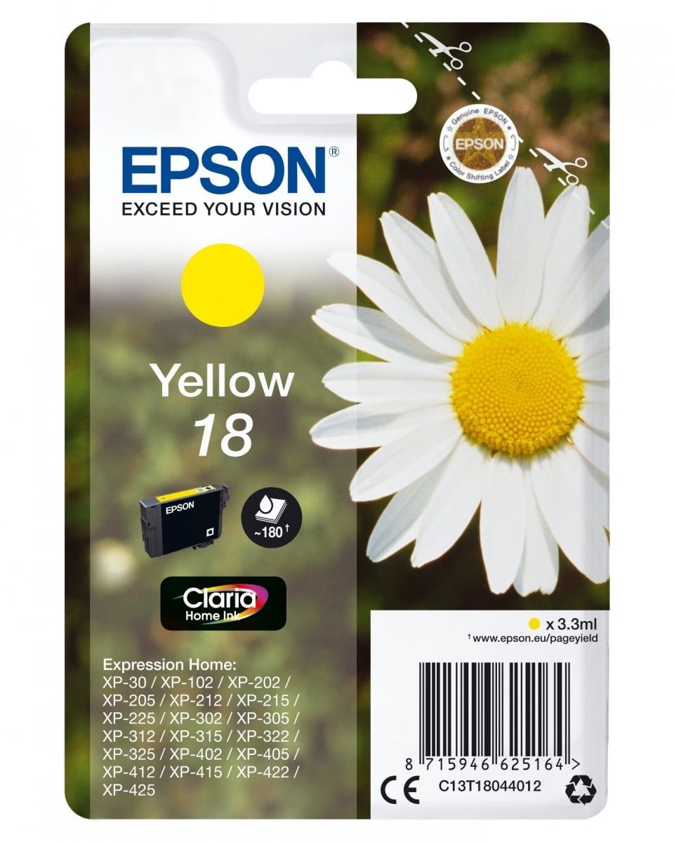 EPSON Epson C13T18044012 Cartuccia d'inchiostro gialla Claria Home Standard con resa di 180 pagine - STAMPANTI E SCANNER | TecnoCARE.net Sabaudia, Latina, Terracina, San Felice Circeo e Pontinia