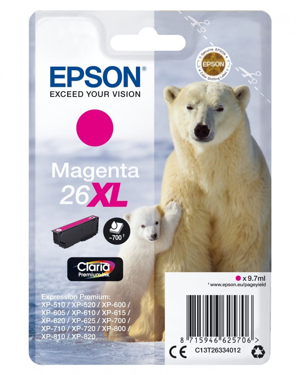 EPSON Epson C13T26334012 Cartuccia d'inchiostro Magenta 26XL Claria Premium - STAMPANTI E SCANNER | TecnoCARE.net Sabaudia, Latina, Terracina, San Felice Circeo e Pontinia