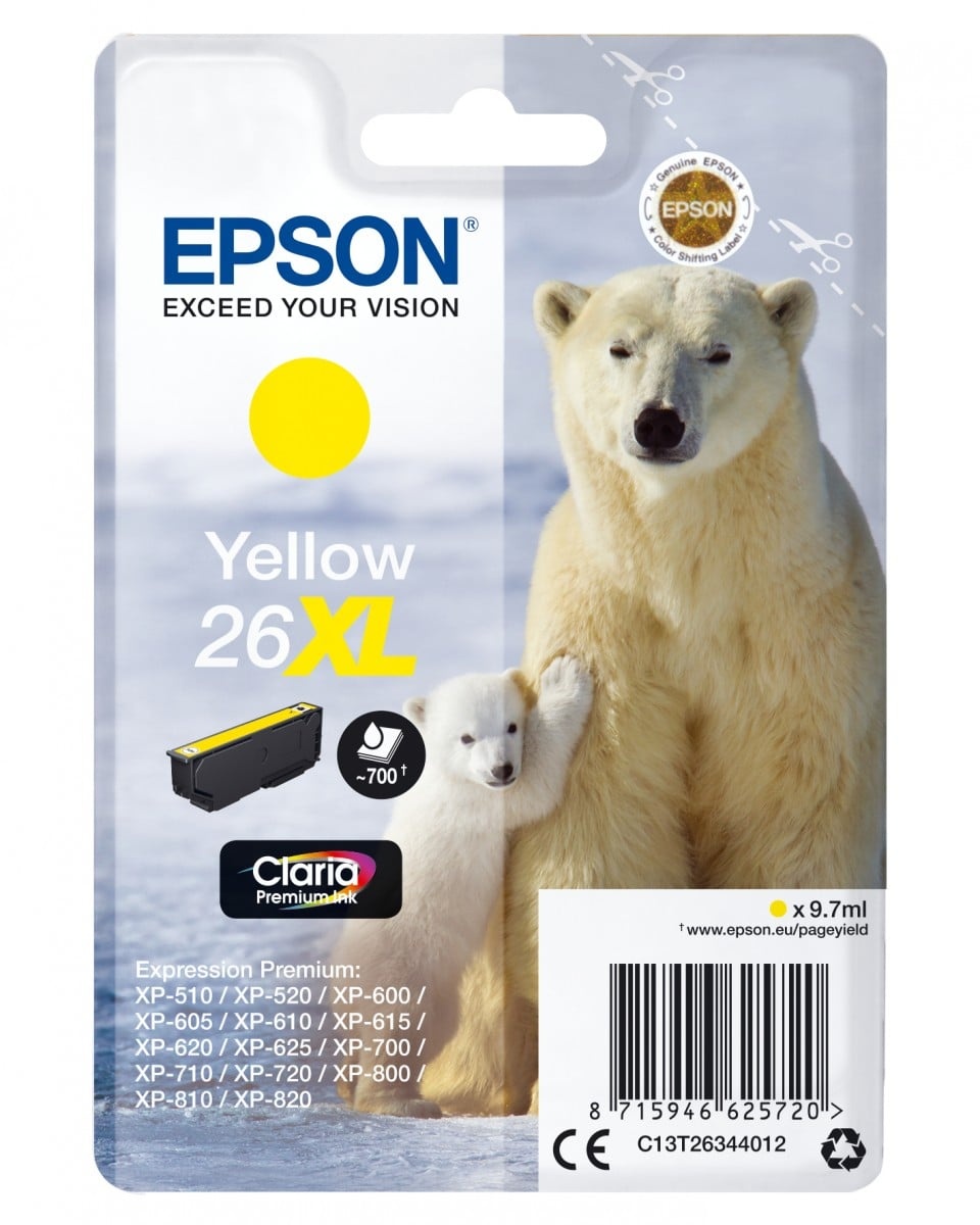 EPSON Epson C13T26344012 Cartuccia d'inchiostro Claria Premium Gialla 26XL Alta Capacità - STAMPANTI E SCANNER | TecnoCARE.net Sabaudia, Latina, Terracina, San Felice Circeo e Pontinia