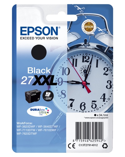 EPSON Epson Alarm clock Cartuccia Sveglia Nero Inchiostri DURABrite Ultra 27XXL - STAMPANTI E SCANNER | TecnoCARE.net Sabaudia, Latina, Terracina, San Felice Circeo e Pontinia