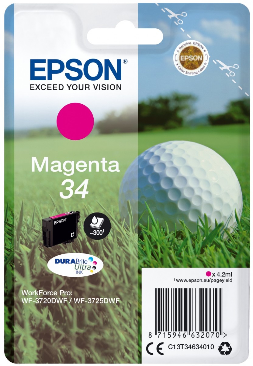 EPSON Epson Golf ball Singlepack Magenta 34 DURABrite Ultra Ink - STAMPANTI E SCANNER | TecnoCARE.net Sabaudia, Latina, Terracina, San Felice Circeo e Pontinia