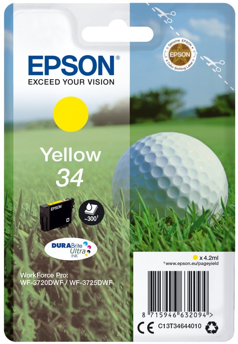 EPSON Epson Golf ball Singlepack Yellow 34 DURABrite Ultra Ink - STAMPANTI E SCANNER | TecnoCARE.net Sabaudia, Latina, Terracina, San Felice Circeo e Pontinia