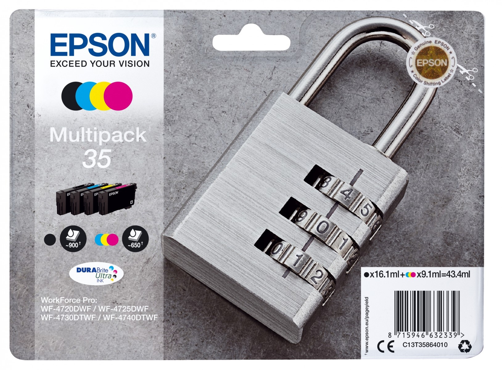 EPSON Epson Padlock Multipack 4-colours 35 DURABrite Ultra Ink - STAMPANTI E SCANNER | TecnoCARE.net Sabaudia, Latina, Terracina, San Felice Circeo e Pontinia