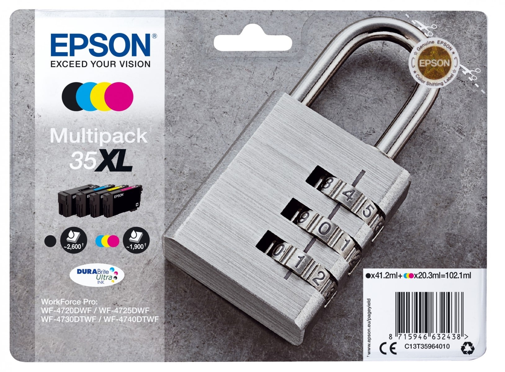 EPSON Epson Padlock Multipack 4-colours 35XL DURABrite Ultra Ink - STAMPANTI E SCANNER | TecnoCARE.net Sabaudia, Latina, Terracina, San Felice Circeo e Pontinia