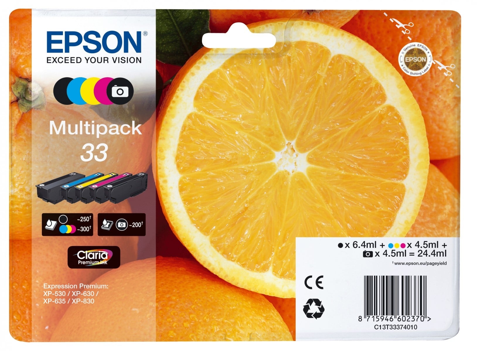 EPSON Epson Oranges Multipack 5-colours 33 Claria Premium Ink - STAMPANTI E SCANNER | TecnoCARE.net Sabaudia, Latina, Terracina, San Felice Circeo e Pontinia